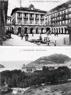 ESPANA/SAN SEBASTIAN - 2 TARJETA POSTAL:PLAZA DE LA CONSTITUCION( VENDEDORES AMBULANTES)+PALACIO DE MIRAMAR - Guipúzcoa (San Sebastián)