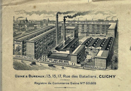 PARIS POLLUTION 1926 SUPERBE ENTETE LITHOGRAPHIEE W.RUSSEL PNEUMATIQUES MANUFACTURE DE CAOUTCHOUC à Clichy Paris =>PALIS - 1900 – 1949