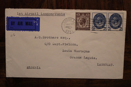 1929 1st Air Mail London Tunis Laghouat Alger Algérie France Cover GB UK British Empire Très Rare !!! - Brieven En Documenten