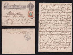 Brazil Brasil 1907 Stationery Lettercard Uprated Official 100R Penna SAO GABRIEL DA ESTRELLA X DRESDEN Germany - Storia Postale