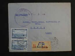 BK1 ALGERIE  BELLE LETTRE RECOM. 1947   ALGER  A CREIL  FRANCE +PAIRE  DE TP+CACHET VIOLET +AFF. INTERESSANT++ - Cartas & Documentos