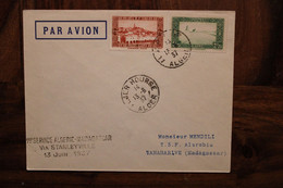 1937 1er Service Algérie Madagascar France Via Stanleyville  Enveloppe Cover Colonie Par Avion Air Mail - Poste Aérienne