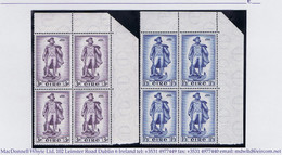 Ireland Naval 1956 John Barry Set Of Two In Matching Corner Blocks Of 4 Mint Unmounted Never Hinged - Neufs