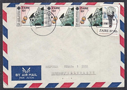 Ca5062  ZAIRE 1988, Telecommunications And Balloon Stamps On Kongolo Cover To Germany - Brieven En Documenten