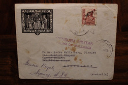 1938 Espagne Cover Censure Censor Censure Zensur Censura Militar Palma De Mallorca Almudaina Melbourne Australia - Bolli Di Censura Nazionalista