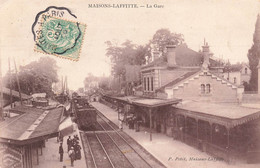 CPA Maisons Lafitte - La Gare - P Petit - Oblit Ambulant De Mantes à Paris - Train En Gare - Animé - Maisons-Laffitte