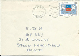 MAYOTTE LETTRE à 3F DE PAMANDZI SEUL SUR LETTRE POUR MAMOUDZOU DE 1999  LETTRE COVER - Storia Postale