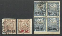 RUSSLAND RUSSIA 1922 Michel 172 A & 172 B & 173 A As 4-block O - Used Stamps