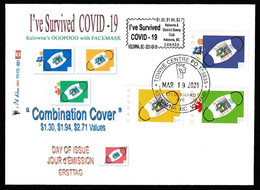 CANADA 2021 I've Survived -19 Pandemic, Vaccine ,COVID-19 ,Coronavirus, Vaccination ,Doctor, Virus Cover  (**) - Covers & Documents