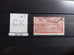 FRANCE TIMBRE CK 187 INDICE 5 SUR 119  PERFORE PERFORES PERFIN PERFINS PERFORATION PERCE  LOCHUNG - Oblitérés