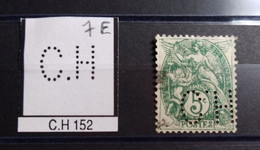FRANCE TIMBRE CH 152 INDICE 7 SUR SEMEUSE  PERFORE PERFORES PERFIN PERFINS PERFORATION PERCE  LOCHUNG - Used Stamps