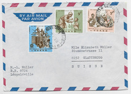 CONGO AU SERVICE DU PAYS 9FR+5FR+20FR DEFAUT LETTRE COVER AIR MAIL LEOPOLDVILLE 1966 TO SUISSE - Briefe U. Dokumente