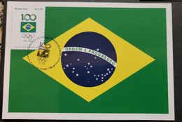 O) 2014 BRAZIL, CENTENARY OF THE BRAZILIAN OLYMPIC COMMITTEE, MAXIMUM CARD - Cartoline Maximum