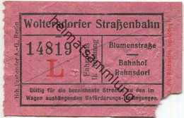 Deutschland - Woltersdorf - Woltersdorfer Strassenbahn - Fahrschein Blumenstrasse Bahnhof Rahnsdorf - Rückseitig Werbung - Europa