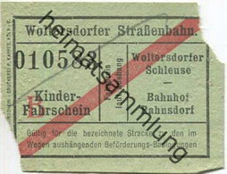 Deutschland - Woltersdorf - Woltersdorfer Strassenbahn - Fahrschein Wolterdorfer Schleuse Bahnhof Rahnsdorf - Kinderfahr - Europe