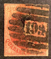 P 199 AUVELAIS RARE Sur 40c Medaillon 1858-61 Sans Filigrane Belgique Yvert 12  (Belgium Numeral Postmark Namur Province - 1858-1862 Medaglioni (9/12)