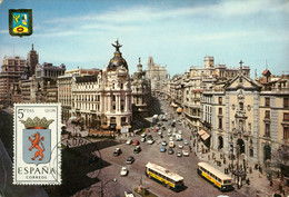 Carte Philatélique Espagne - MADRID - Calle De Alcalà Y Ave. Jose Antonio _ Oblitération MADRID1966 *2 Scan_ - Madrid