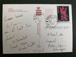CP Pour La FRANCE TP BOLIVICEREUS SAMAIPATANUS 1,60 OBL.18-9 1982 MONTE-CARLO - Storia Postale