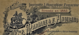 1913 SUPERBE ENTETE IMPRIMERIE LITHOGRAPHIQUE Mariage & Angibaud Cognac +> Boutelleau Barbezieux Charente B.E.V.COTATiON - 1900 – 1949