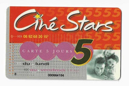 FRANCE CARTE CINEMA CINE STARS 5 JOURS - Cinécartes