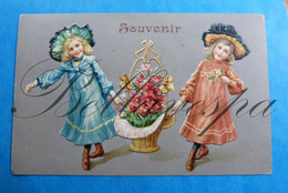 Fantasie  Gelukkig Nieuwjaar En Souvenir Victorian Style  E.A.S.  2 X Cpa Relief Gaufre - Nouvel An