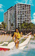 3114 – Waikiki Honolulu Hawaii – Sexy Lady Woman On Beach – Outrigger Hotel – VG Condition – 2 Scans - Honolulu