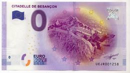 2017-1 FRANCE BILLET TOURISTIQUE  0 EURO SOUVENIR N° UEJR001254 CITADELLE DE BESANCON - Essais Privés / Non-officiels