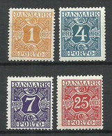 DENMARK Dänemark 1922-1927 Michel 9 - 10 & 12 & 15 * Portomarken Postage Due Porto - Portomarken