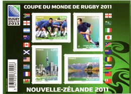 " COUPE DU MONDE DE RUGBY 2011 EN NOUVELLE ZELANDE " Sur Feuillet Neuf ** MNH. N° YT F4576. Parfait état BF - Rugby