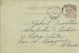 MONACO ENTIER  10c CACHET CONVOYEUR DE VINTIMILLE A MARSEILLE DE 1890  LETTRE COVER - Covers & Documents