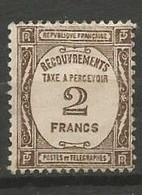 France - Timbres-Taxe - N°62* - 2 F. Sépia - 1859-1959 Used