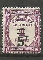 France - Timbres-Taxe - N°65* - 5f Sur 1f. Lilas - 1859-1959 Usados