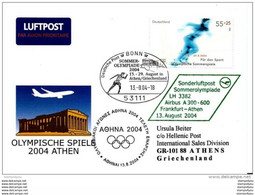 118 - 15 - Enveloppe Allemande  Oblti Spéciale Vol Olympique Lufthansa Frankfurt-Athènes - Summer 2004: Athens