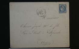 BK3 FRANCE BELLE  LETTRE  10 JUIL. 1871 RODEZ A VILLEFRANCHE + EMISSION BORDEAUX N° 46 B  +++AFF. INTERESSANT + ++ - 1870 Uitgave Van Bordeaux