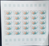 F.S.A.T.(1988) Lithodes. Full Sheet Of 25 Imperforates. Scott No 143, Yvert No 140. Slight Corner Bend. - Imperforates, Proofs & Errors