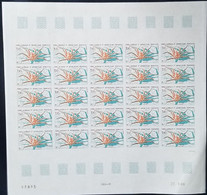 F.S.A.T.(1988) Lithodes. Full Sheet Of 25 Imperforates. Scott No 143, Yvert No 140. Slight Corner Bend. - Non Dentelés, épreuves & Variétés