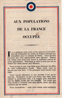 TRACT PROPAGANDE ALLIEE AUX POPULATIONS FRANCE OCCUPEE BOMBARDEMENT    CODE F.8 - 1939-45