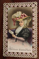 AK 1900's Cpa Femme élégante Illustrateur Illustrateur Carte Dentelée Gaufrée - Donne