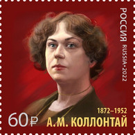 Russia 2022,History Of Russian Diplomacy Series.A. Kollontai (1872-1952),Soviet Stateswoman, Bolshevik, Diplomat, MNH** - Ungebraucht