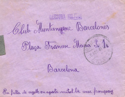 España. Carta Circulada Desde El Frente A Barcelona, El 26/8/49 (el Año Es 1938, Está Equivocado). - Republikeinse Censuur