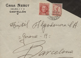 España. 1938. Carta De Castellón A Barcelona, Con Viñeta Antifascista. - Republikeinse Censuur