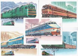 Russia USSR 1982 MC X5 Locomotives, Train Trains Railroad Railway Transport, Maximum Cards - Maximum Cards