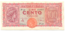 REGNO D'ITALIA 100 LIRE LUOGOTENENZA ITALIA TURRITA 22/09/1944 BANCONOTA QFDS - 100 Lire