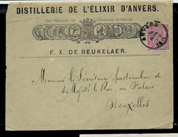 Env. Devant à En-tête Pub: Distillerie De L'Elixir D'Anvers - F.X. De Beulelaer - Obl; ANVERS 12/11/1885 - Autres & Non Classés