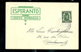 Carte à En-tête: ESPERANTO - Lingvo Internacia - Obl. LEUZE 13/09/1937 - Andere & Zonder Classificatie