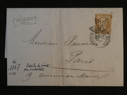 BK0 FRANCE  BELLE LETTRE RRR  1867 ETOILE DE PARIS N°14 BEAUMARCHAIS   +CAD ET ETOILE SUR N° 21++AFFRANCH. INTERESSANT++ - 1862 Napoleon III