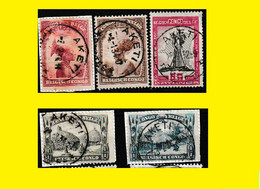 (°) AKETI BELGIAN CONGO / CONGO BELGE CANCEL STUDY [A] WITH 5 DIFFERENT STAMPS 1931/1950 PERIOD - Abarten Und Kuriositäten