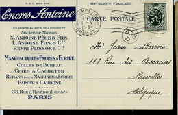 Carte à En-tête:  Encres Antoine - Paris  - Obl. BXL 1930 - Autres & Non Classés