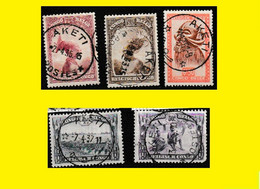 (°) AKETI BELGIAN CONGO / CONGO BELGE CANCEL STUDY [B] WITH 5 DIFFERENT STAMPS 1931/1948 PERIOD - Abarten Und Kuriositäten