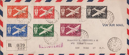 1946. NOUVELLE-CALEDONIE. REGISTERED Over To USA With Complete Set FRANCE LIBRE AIR MAIL ... (Michel 296-302) - JF425179 - Lettres & Documents